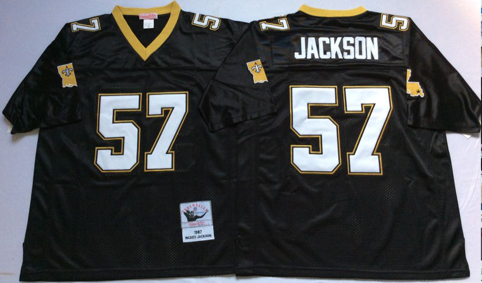Men NFL New Orleans Saints #57 Jackson black Mitchell Ness jerseys->new orleans saints->NFL Jersey